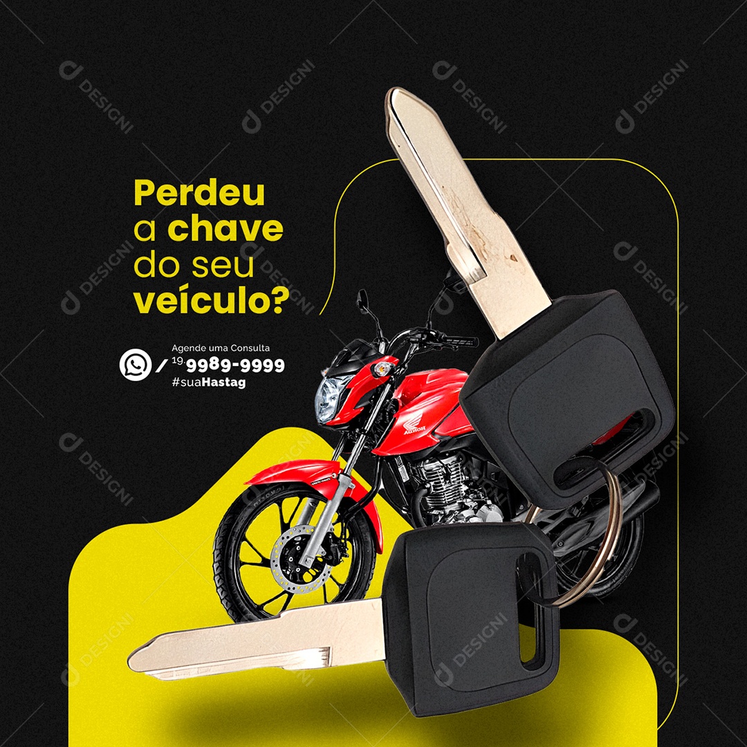 Chaveiro Perdeu a Chave do Seu Veículo Social Media PSD Editável