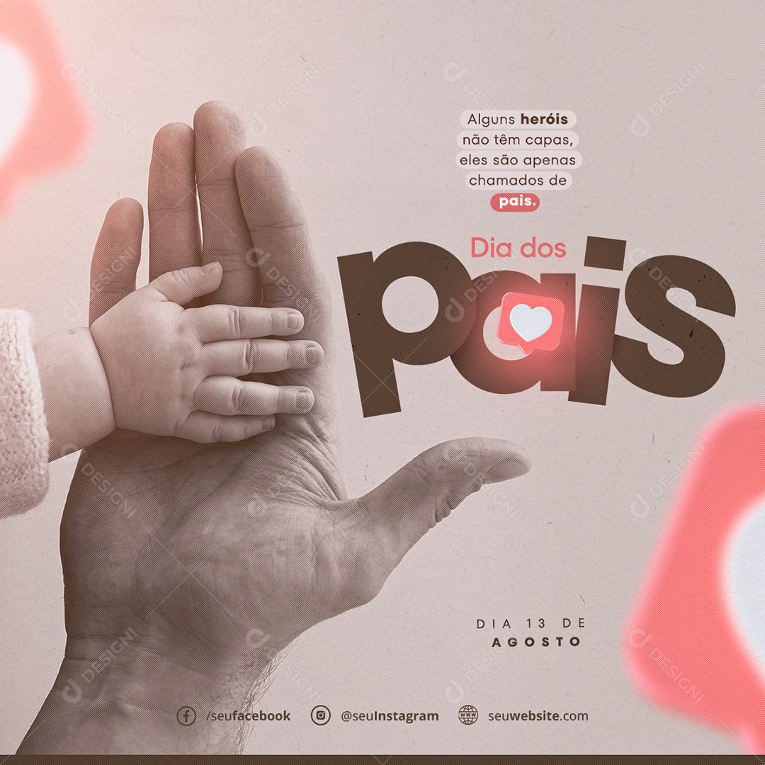 Dia Dos Pais 13 De Agosto Social Media PSD Editável