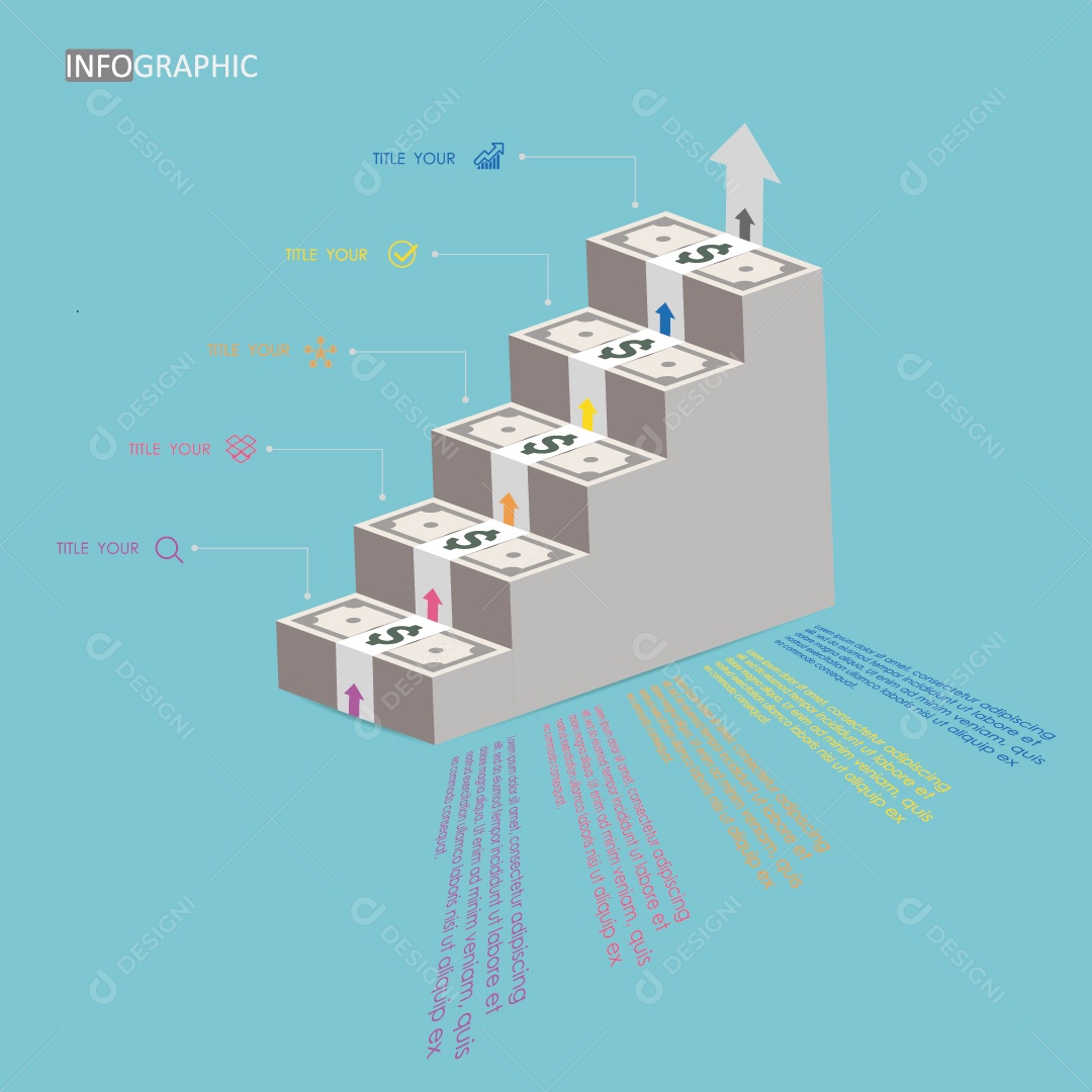 Infográficos com Notas de Dólar Ilustração Vetor EPS
