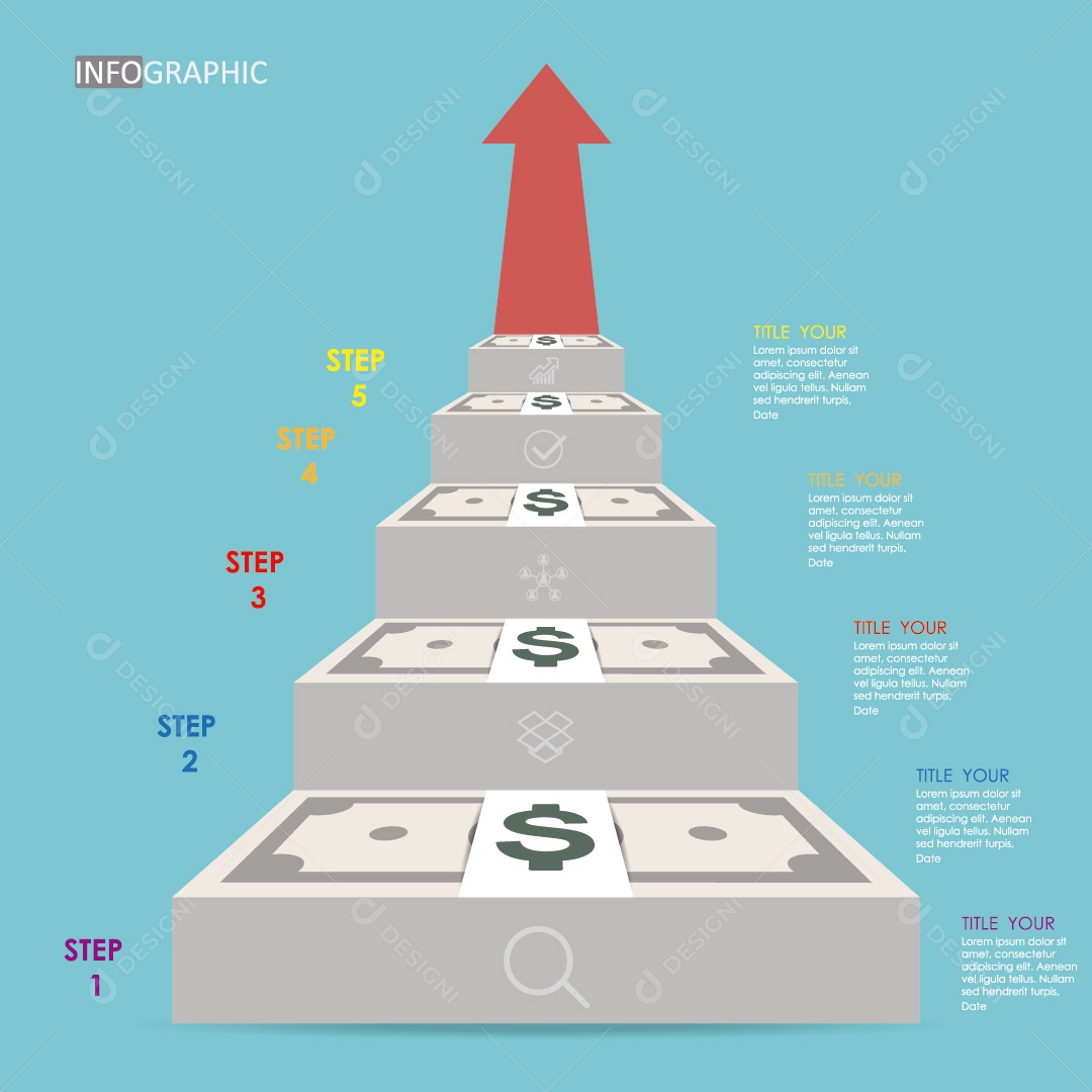 Infográficos com Notas de Dólar Ilustração Vetor EPS