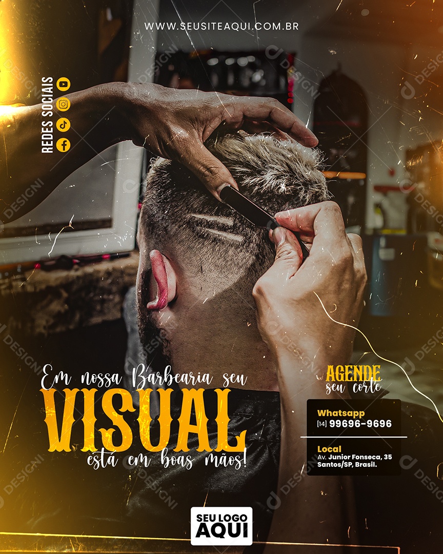 Social Media Barbearia Seu Visual Está Em Boas Mãos PSD Editável