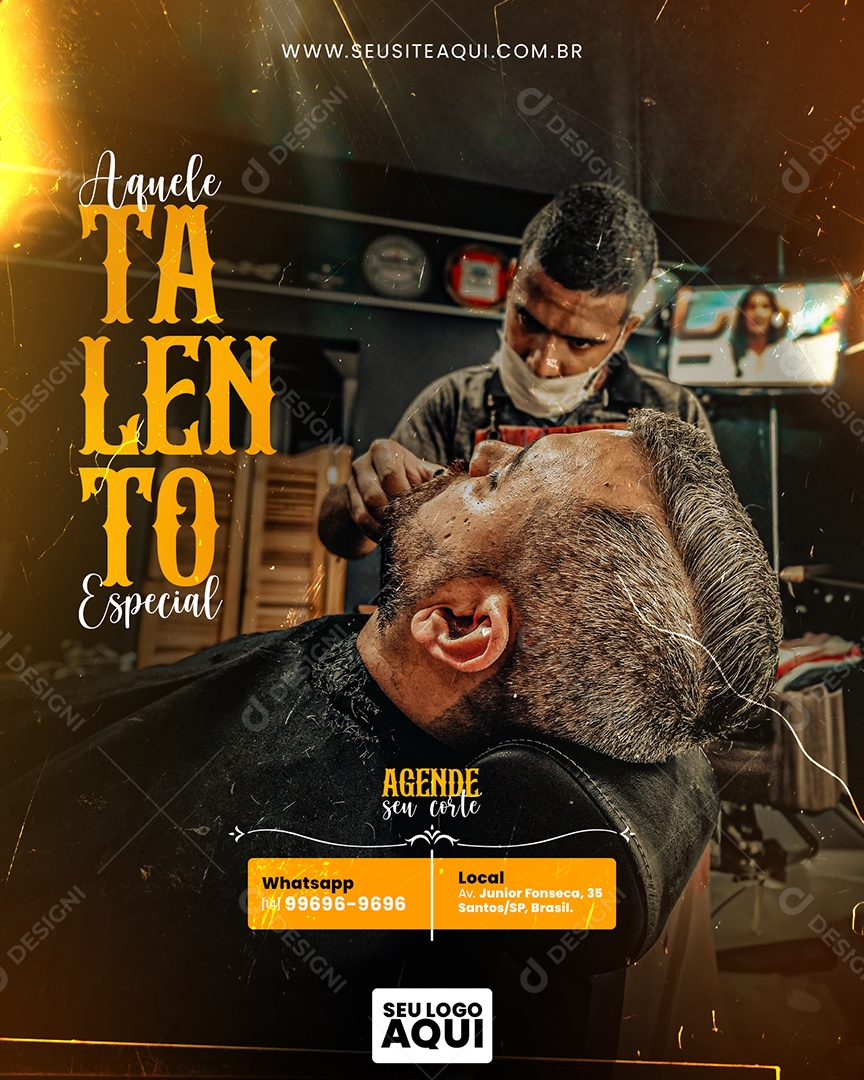 Social Media Aquele Talento Especial Barbearia PSD Editável