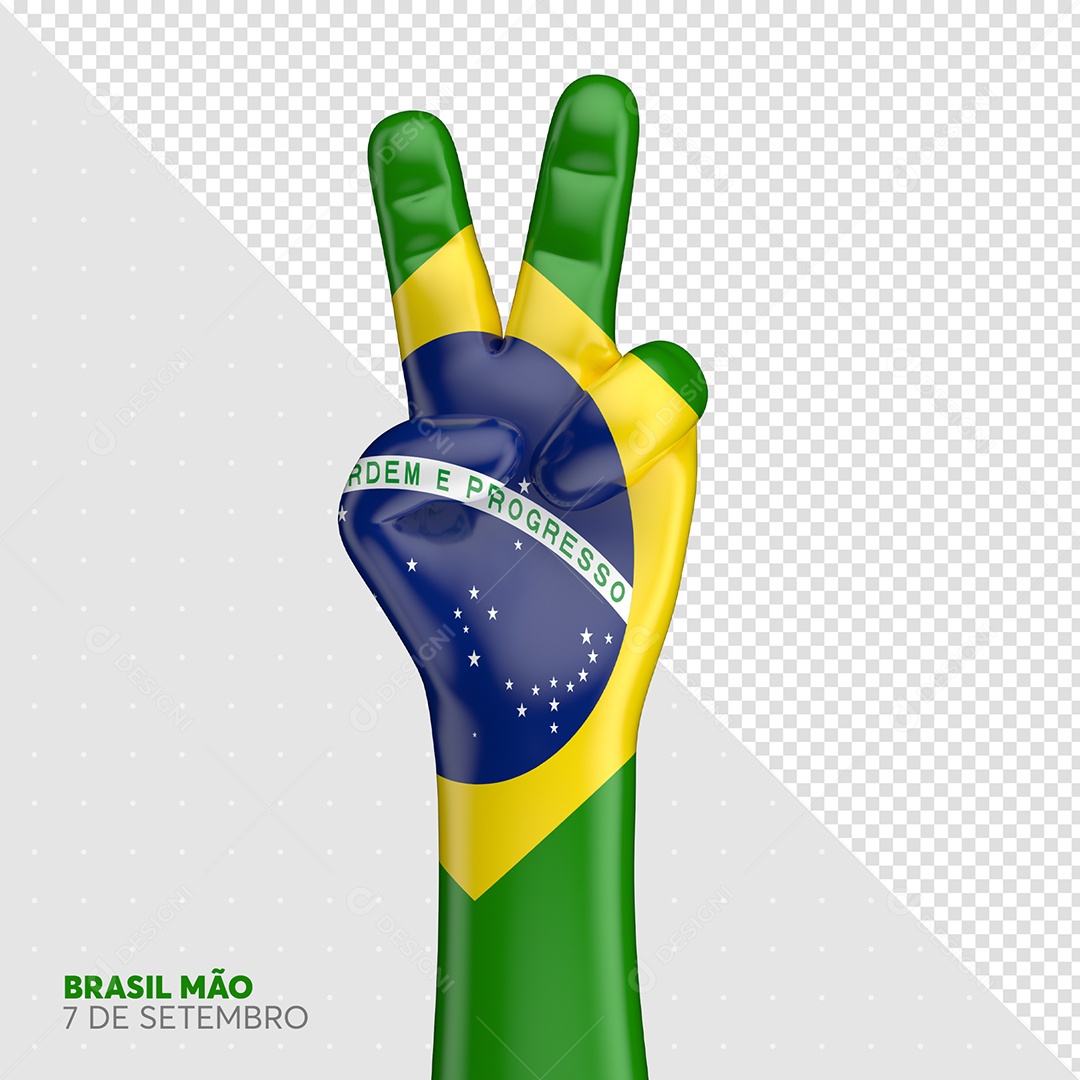 Braço de Liberdade Fazendo Sinal de Paz e Amor Elemento 3D Do Dia Da Independência para Composição PSD