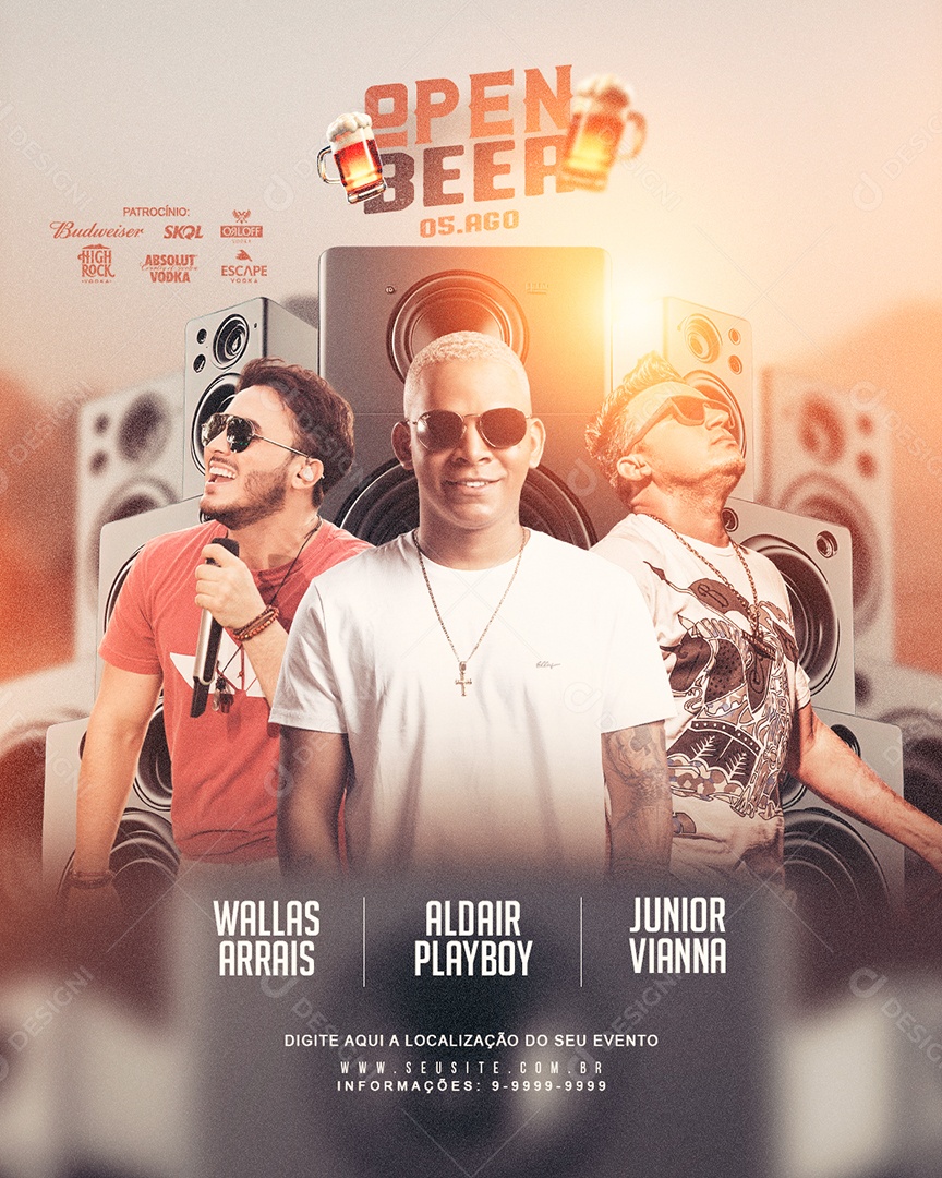 Social Media Flyer Feed Open Beer PSD Editável