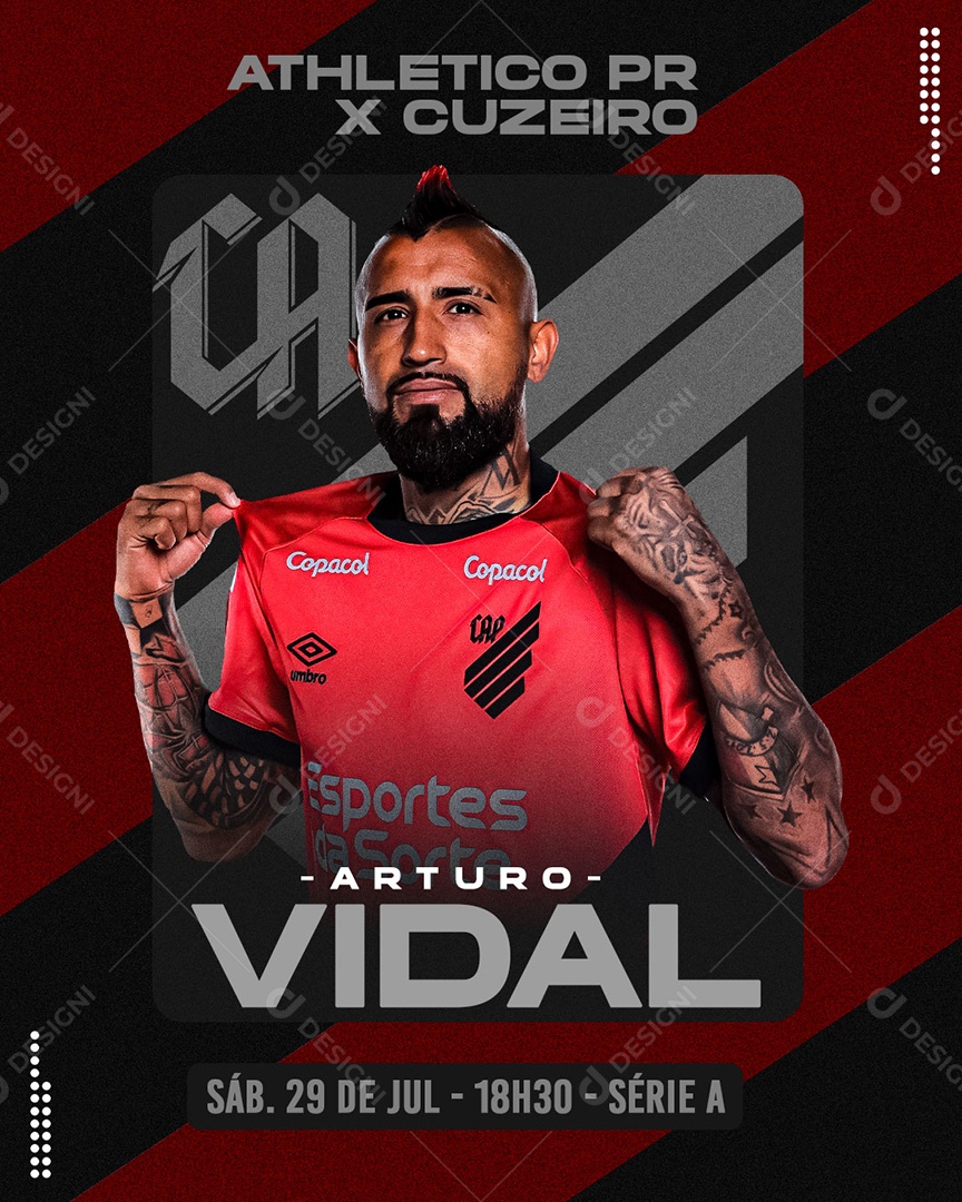 Social Media Atlético Paranaense X Cruzeiro Arturo Vidal PSD Editável