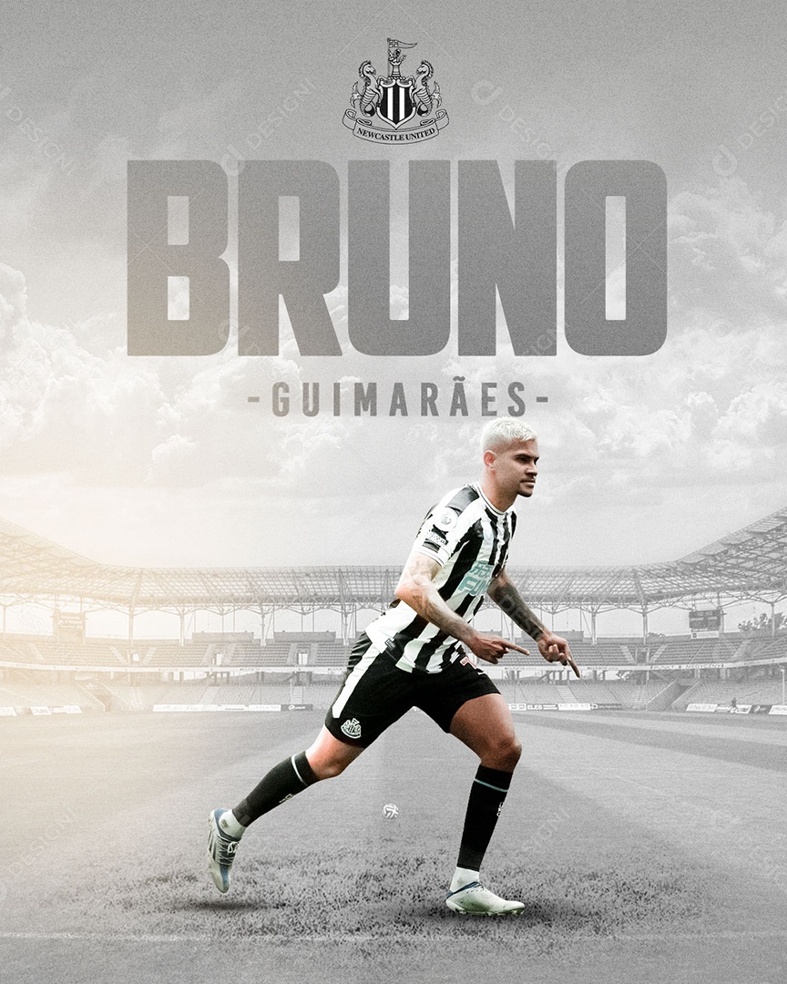 Social Media Jogador Bruno Guimarães Futebol PSD Editável