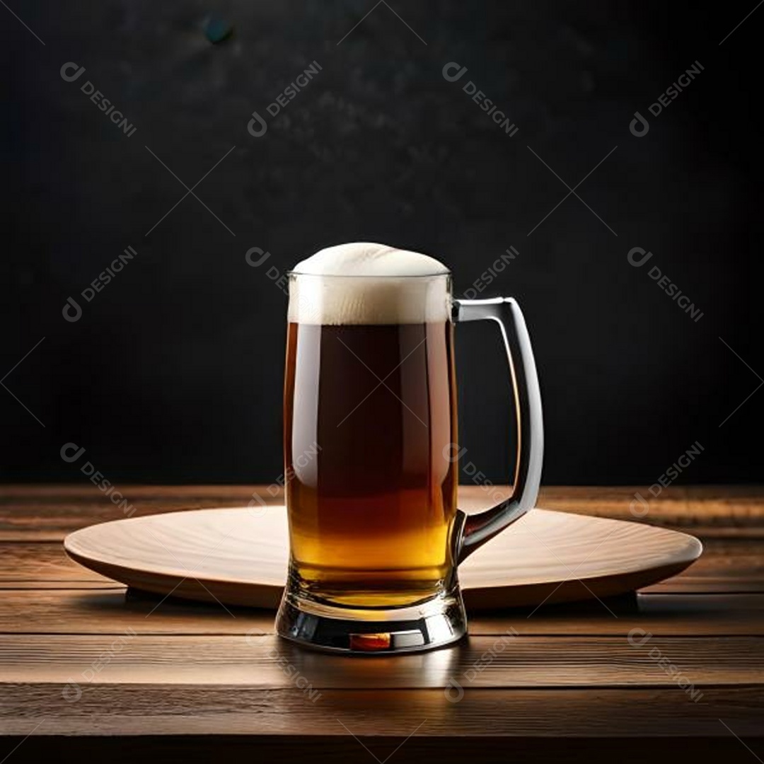 Copo com cerveja sobre a mesa