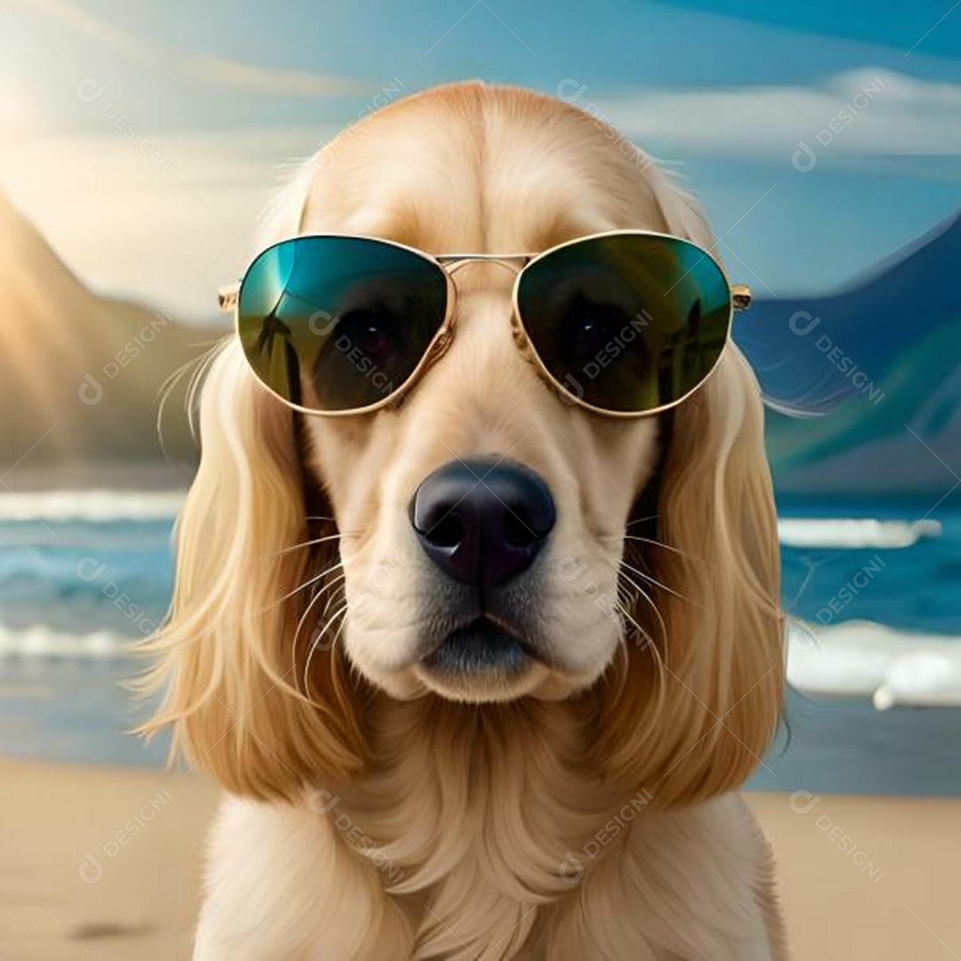 Cachorro fofo de óculos escuro