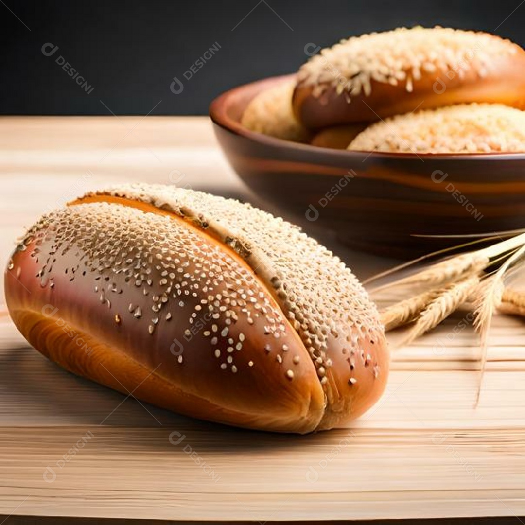 Delicioso pão assado com grãos de gergelim