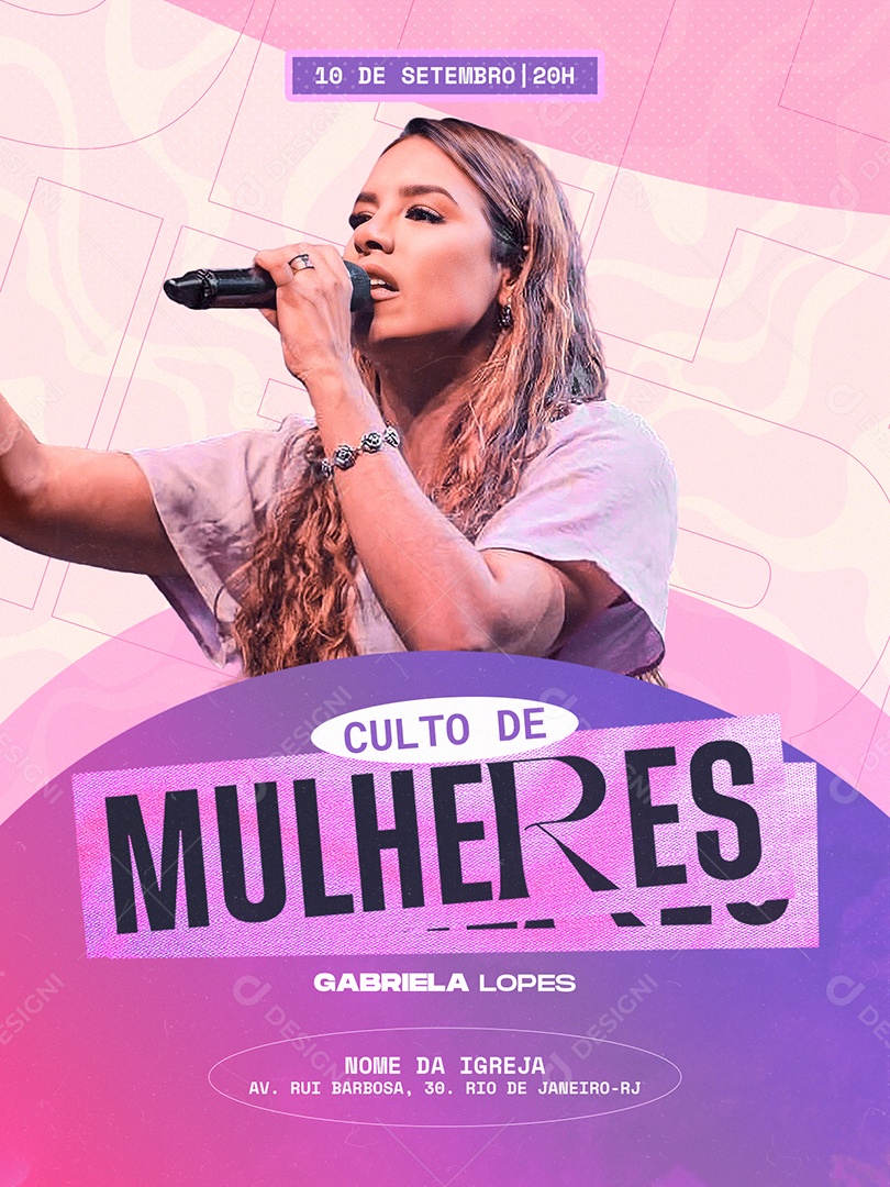 Culto de Mulheres Social Media PSD Editável