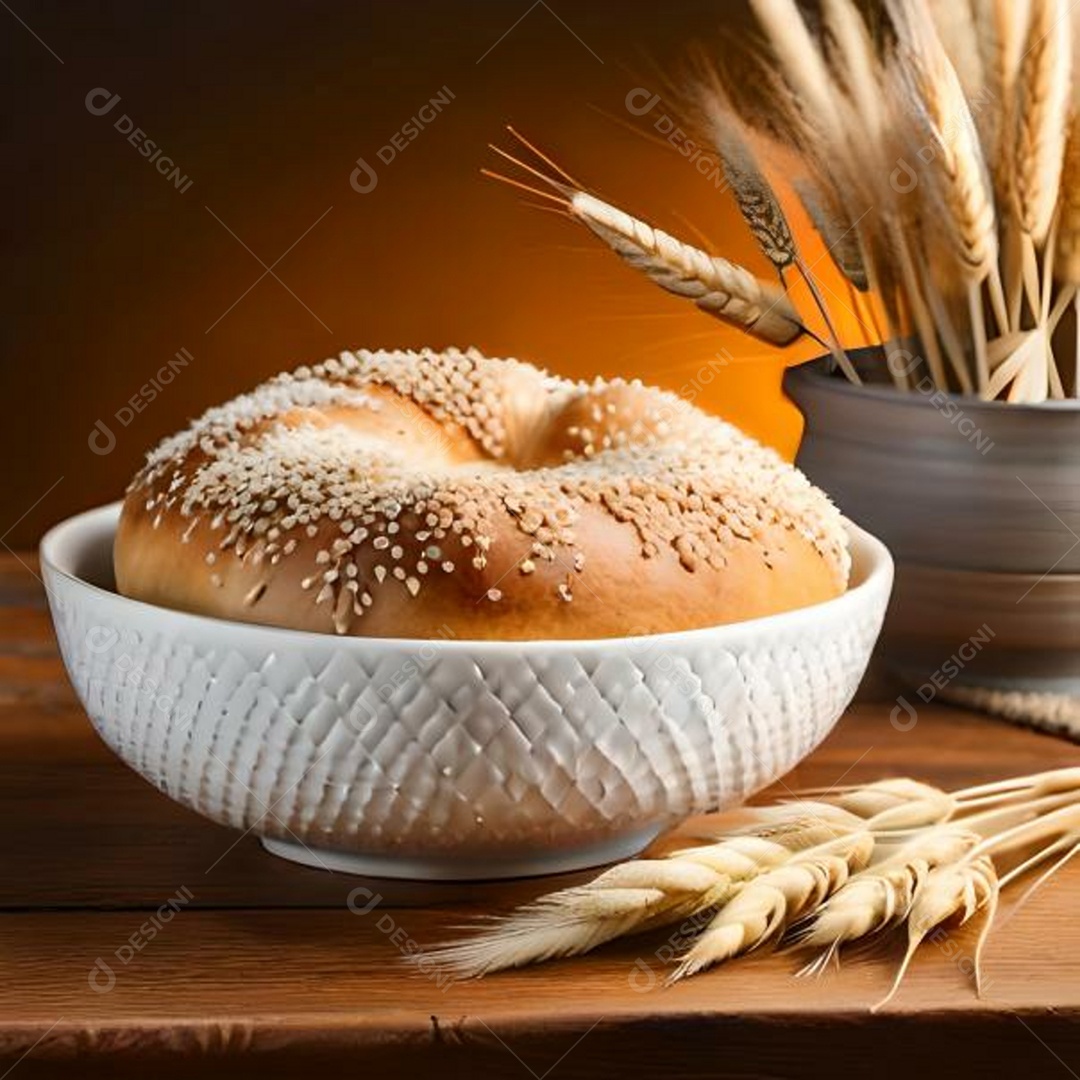 Pão assado com grãos de gergelim