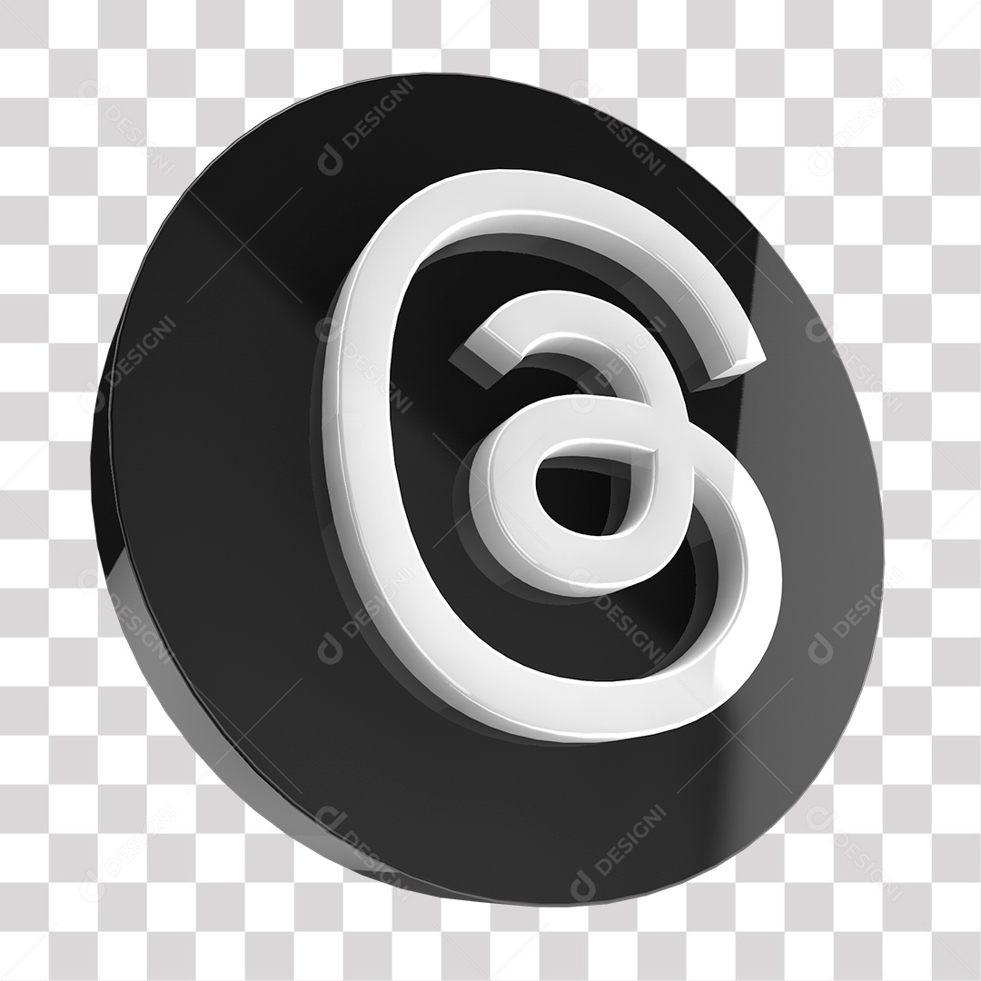 Ícone De Rede Social Threads Elemento 3D Preto Para Composição PNG Transparente