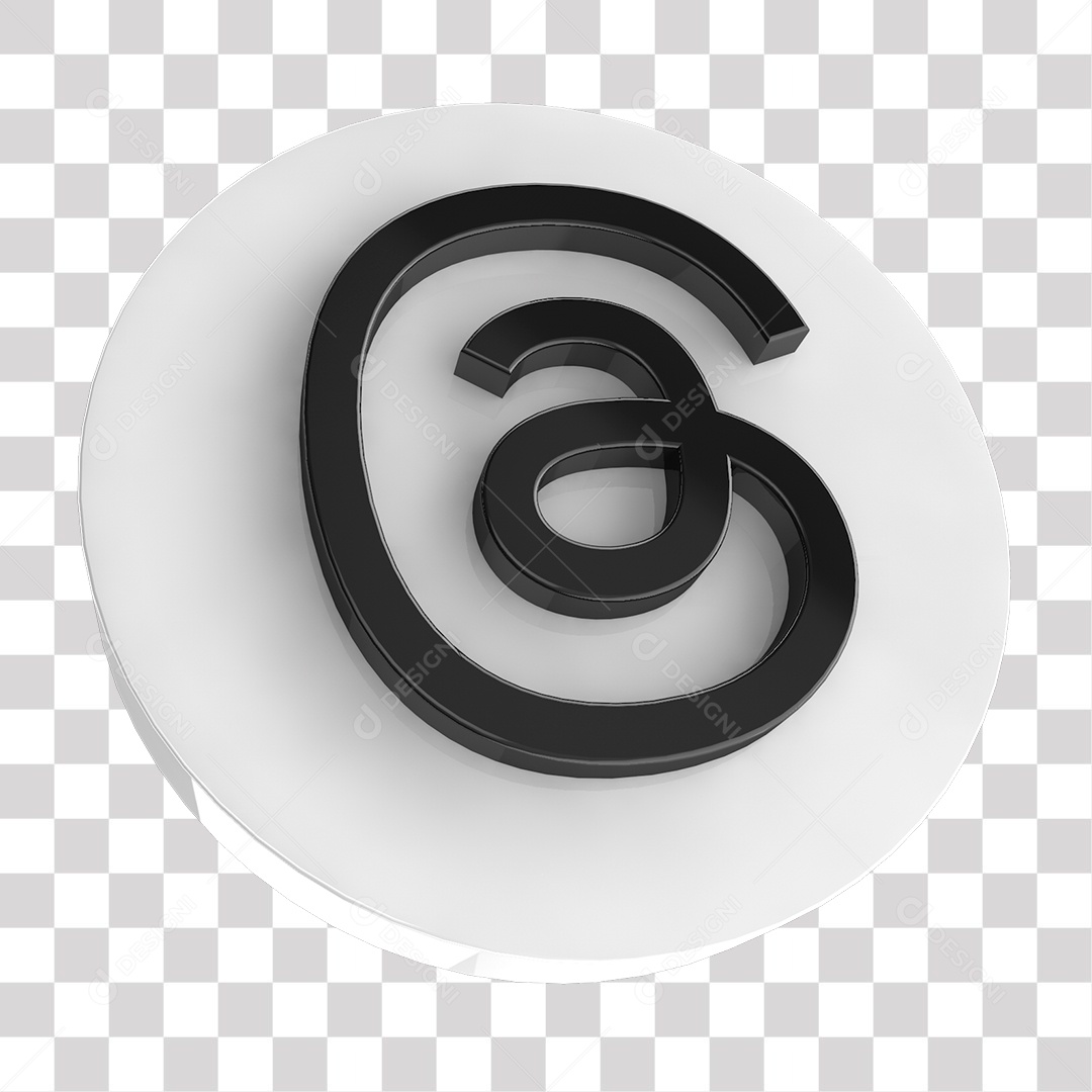Ícone De Rede Social Threads Elemento 3D Branco Para Composição PNG Transparente