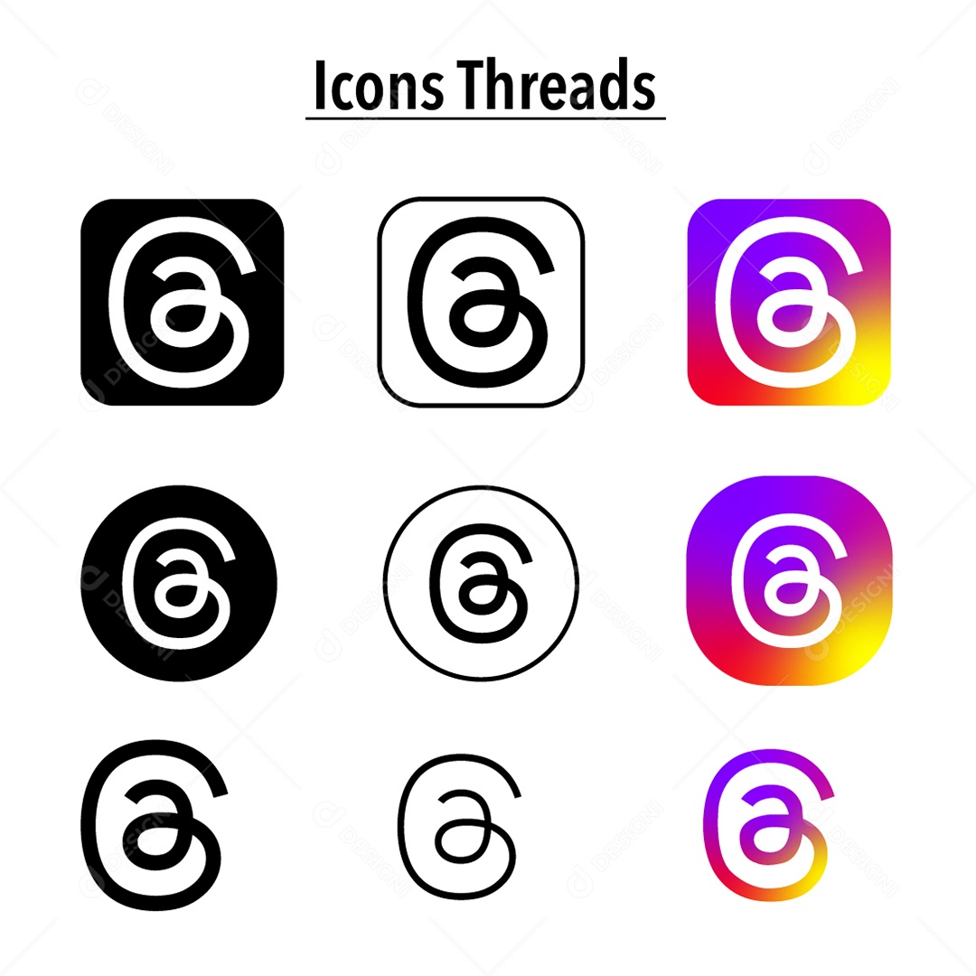 Ícones De Threads Coloridos Vetor EPS