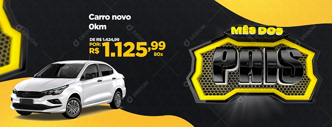 Banner Concessionária Mês Dos Pais Carro Novo Social Media PSD Editável