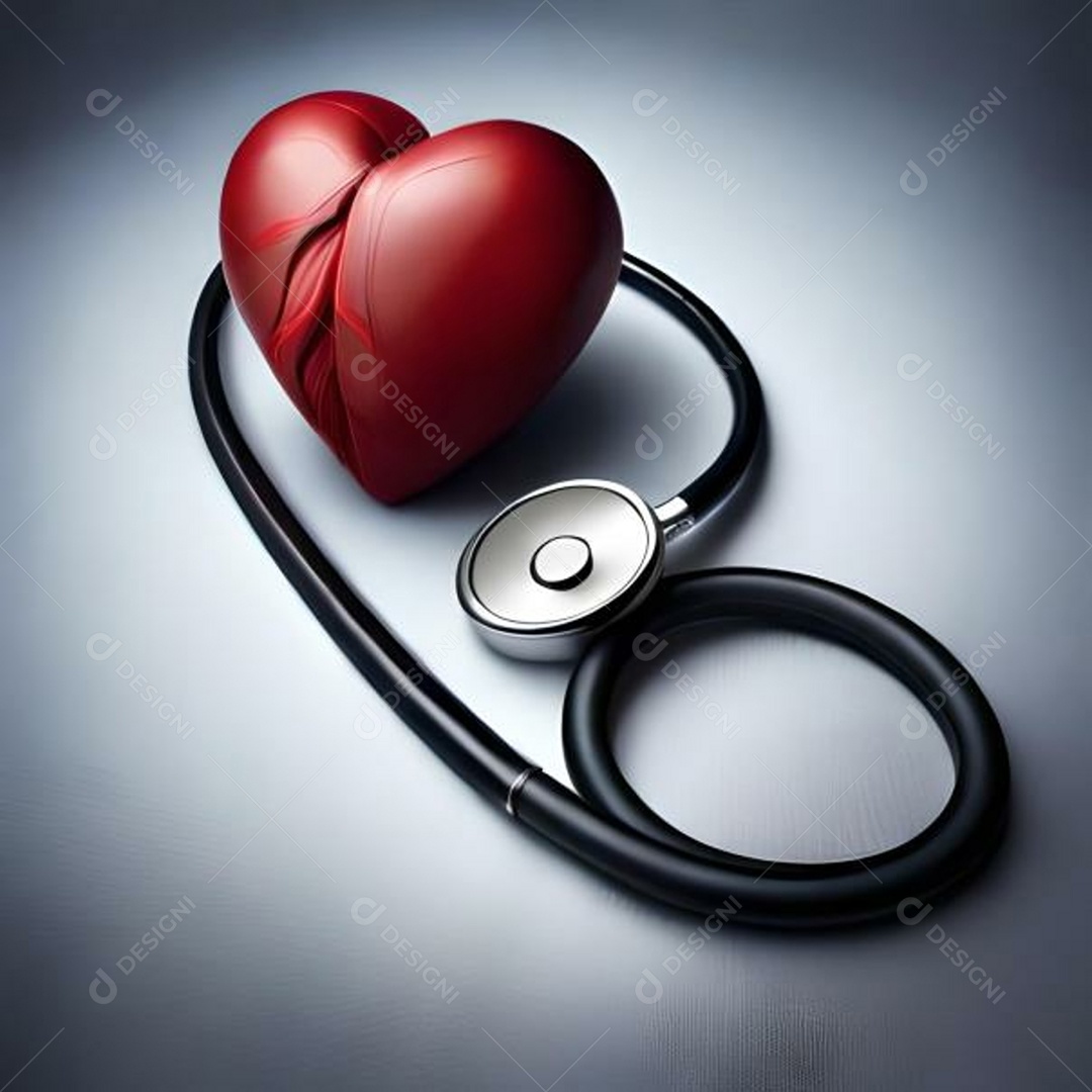 Estetoscópio ao lado do coração humano
