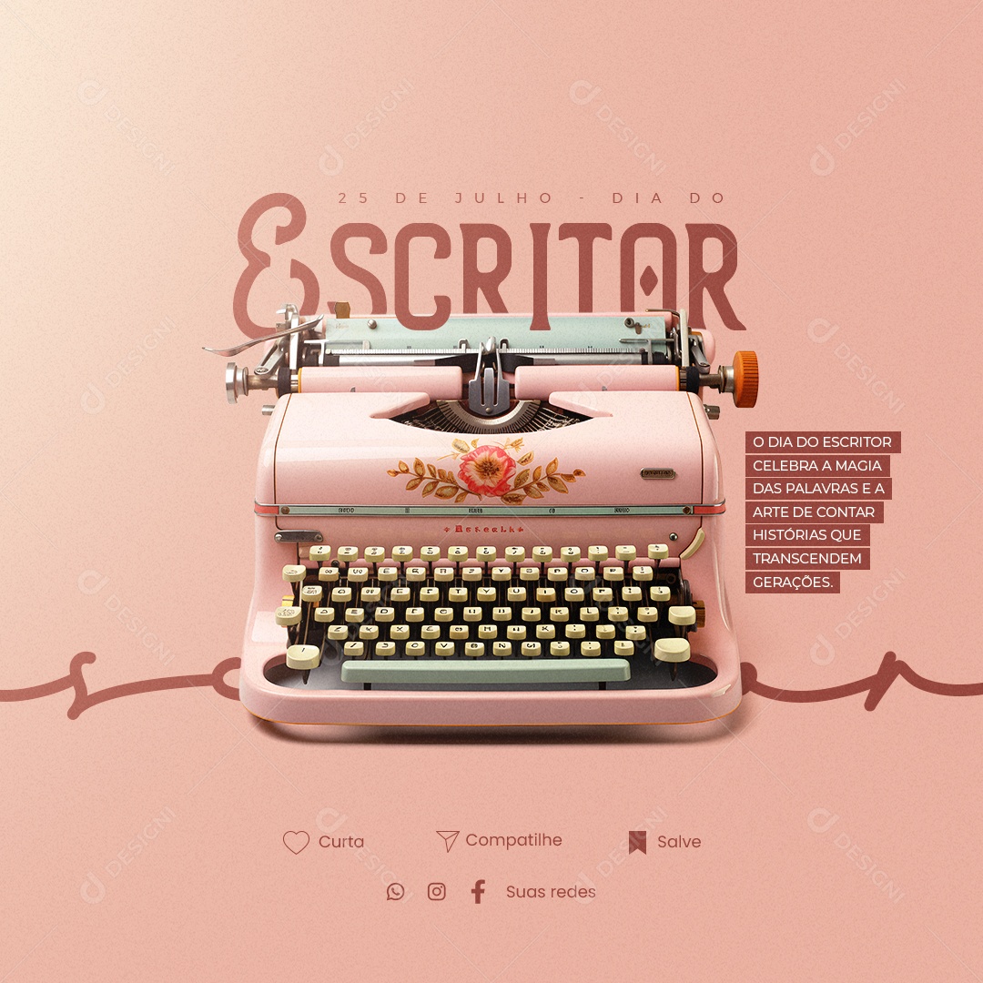 Dia Do Escritor Celebra a Magia Das Palavras e a Arte de Contar Social Media PSD Editável