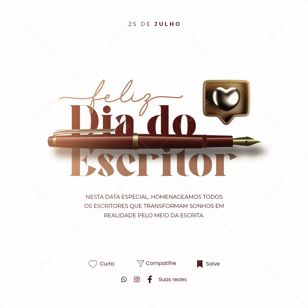 Dia Do Escritor Homenageamos Todos os Escritores Que Transformam Social Media PSD Editável