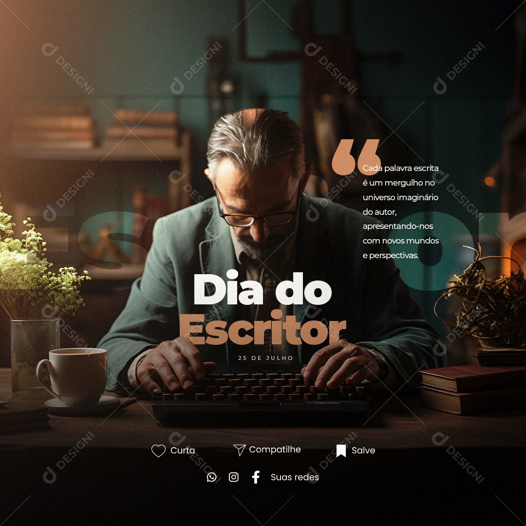 Dia Do Escritor Cada Palavra Escrita é Um Mergulho no Universo Social Media PSD Editável