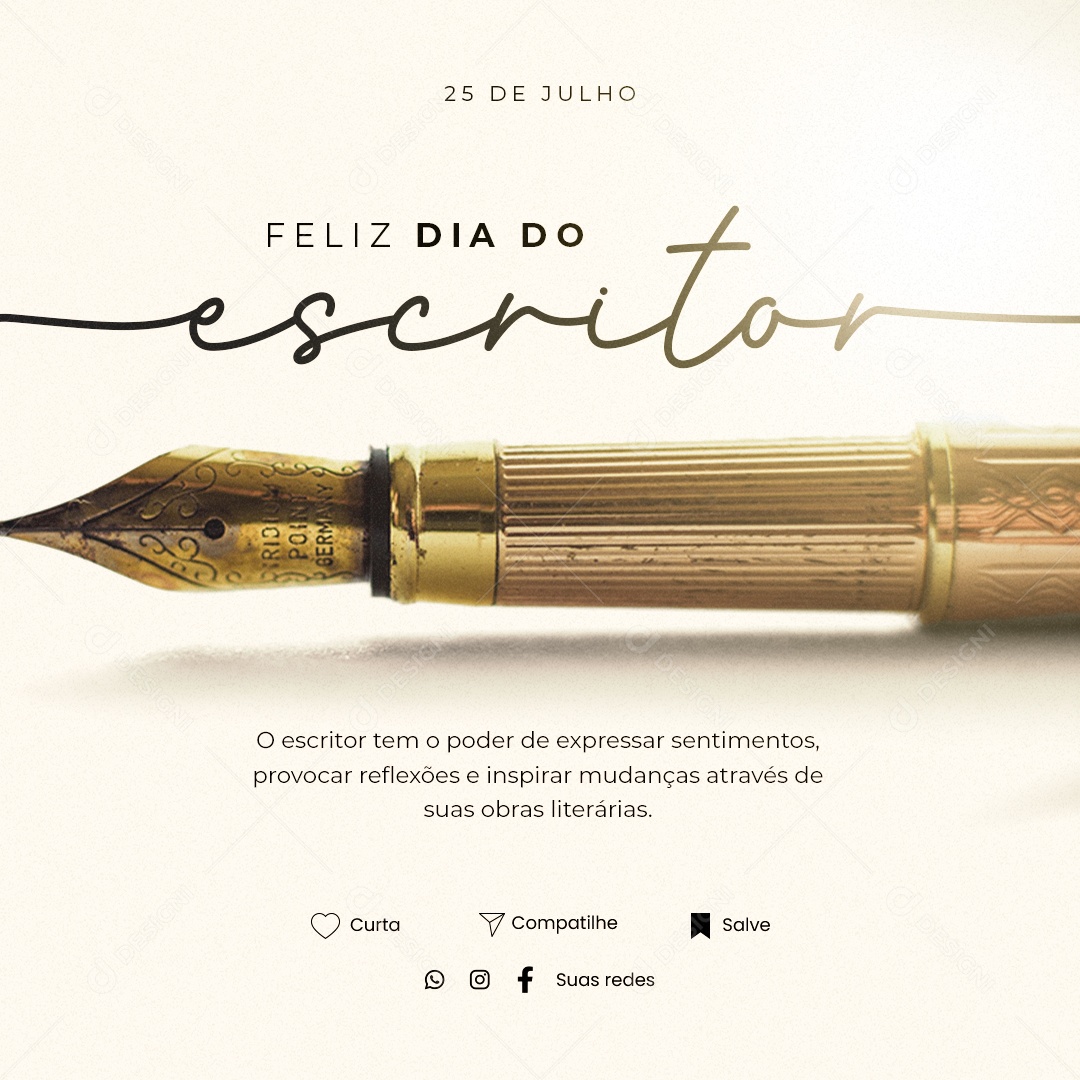 Feliz Dia Do Escritor Tem o Poder de Expressar Sentimentos Social Media PSD Editável