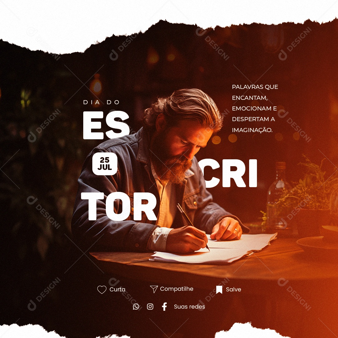 Dia Do Escritor Palavras Que Encantam Emocionam Social Media PSD Editável