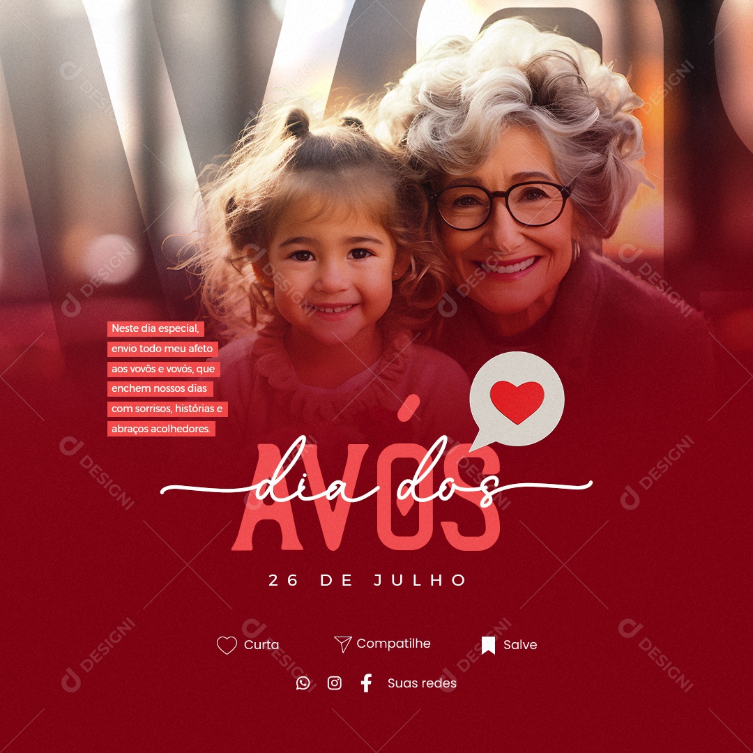 Dia dos Avós Neste Dia Especial Envio Todo Meu Afeto Social Media PSD Editável