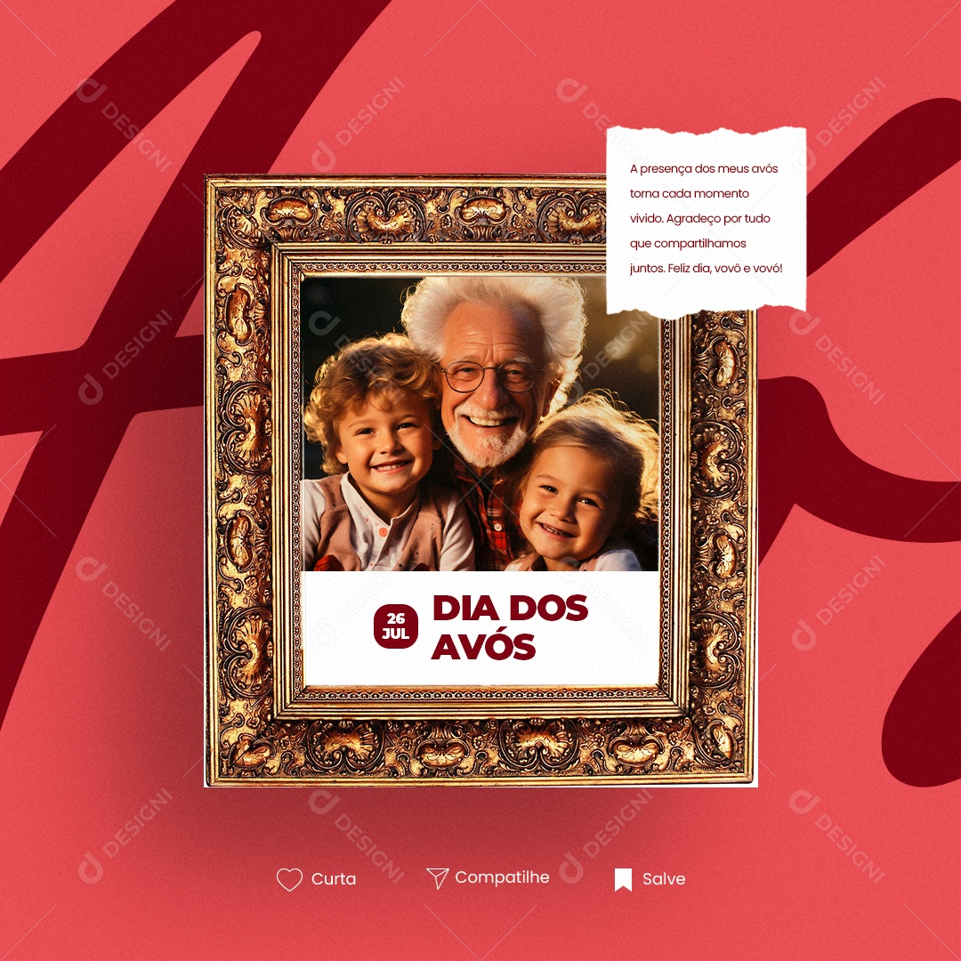 Dia dos Avós A Presença dos Meus Avós Torna Cada Momento Vivido Social Media PSD Editável