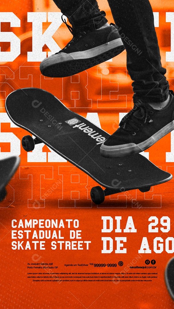 Story Campeonato Estadual de Skate Street Social Media PSD Editável