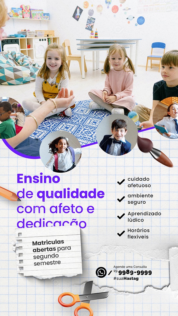 Story Aulas Particulares Ensino de Qualidade com Afeto e Dedicação Social Media PSD Editável