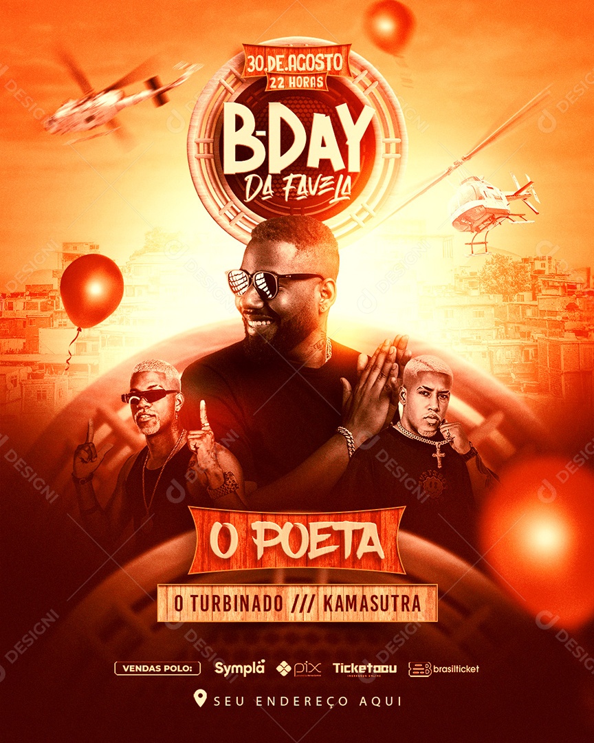 Feed B-Day Da Favela o Poeta Social Media PSD Editável