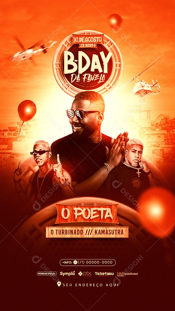 Story B-Day Da Favela o Poeta Social Media PSD Editável