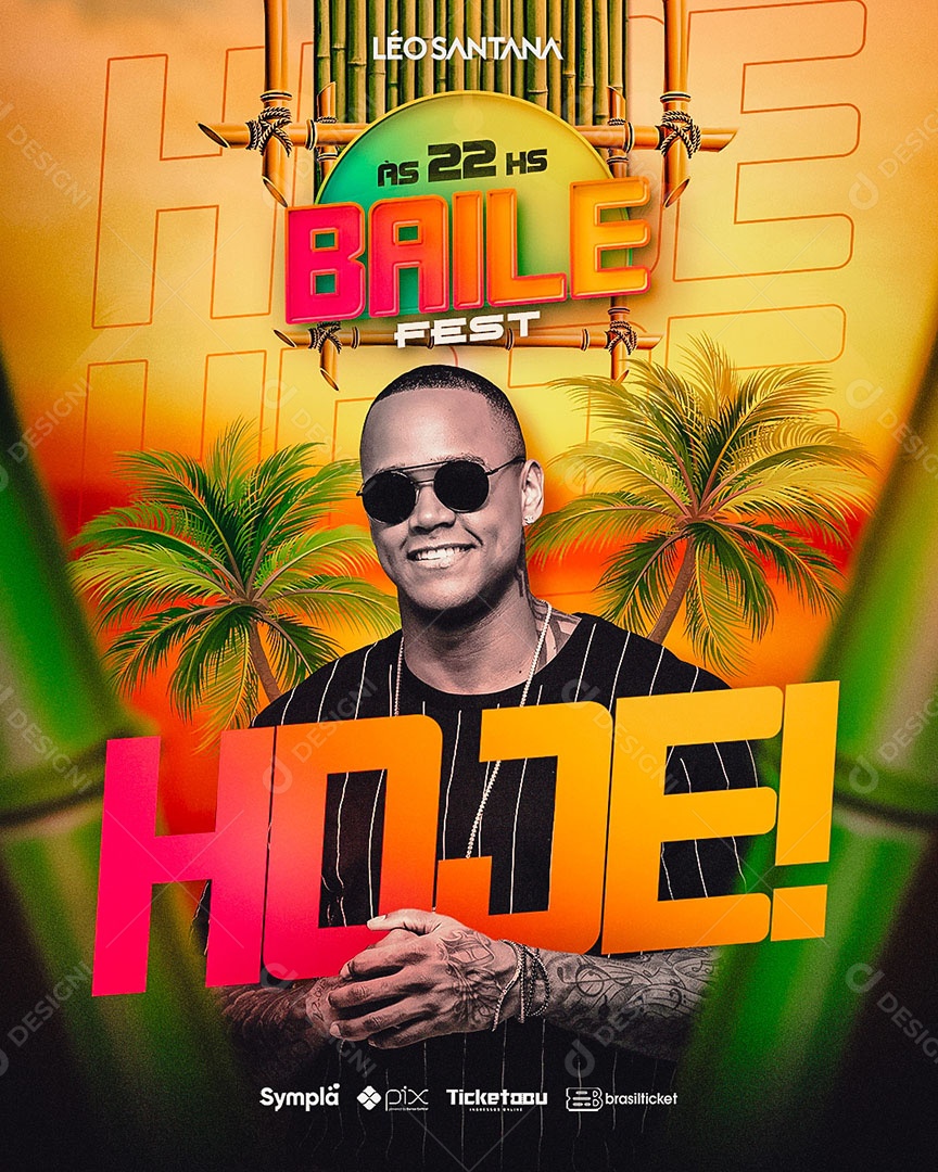 Social Media Feed Flyer Baile Fest Hoje Léo Santana PSD Editável