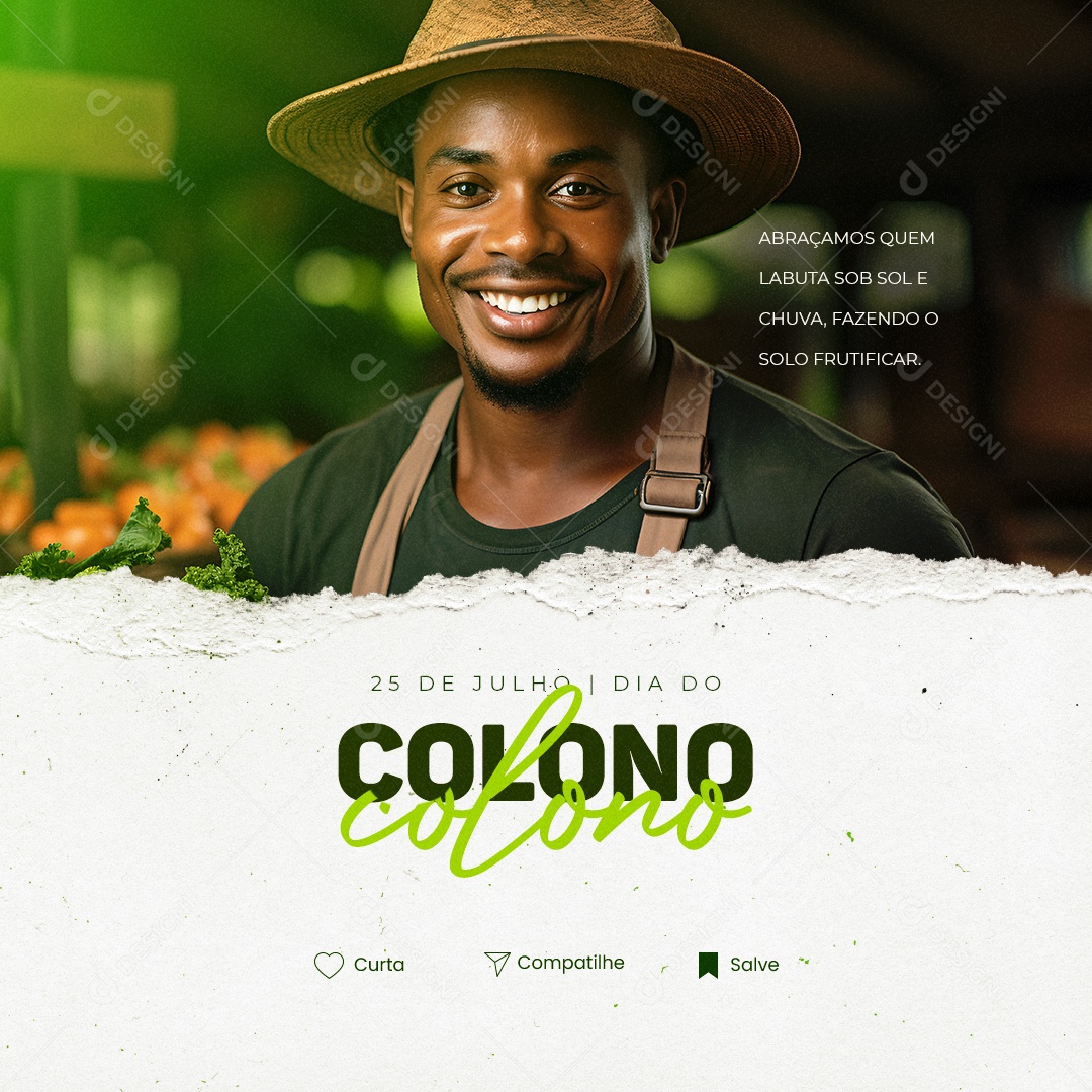 Dia Do Colono Abraçamos Quem Labuta Sob Sol e Chuva Social Media PSD Editável