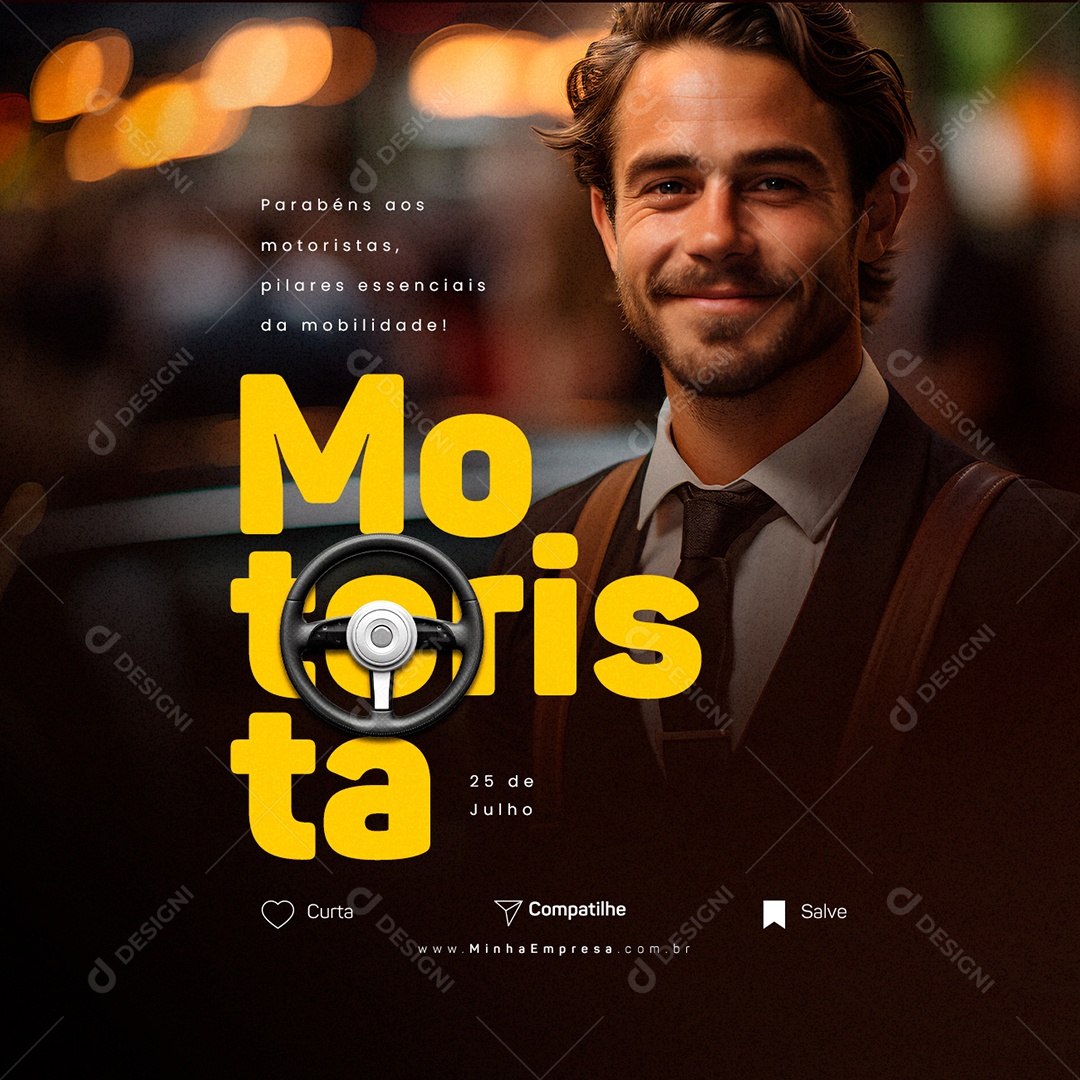 Dia do Motorista Parabéns aos Motoristas Social Media PSD Editável
