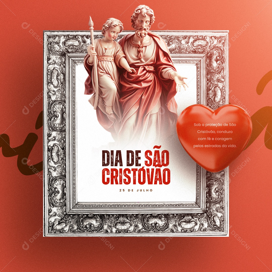 Dia de São Cristóvão Sob a Proteção Conduzo Com Fé Social Media PSD Editável