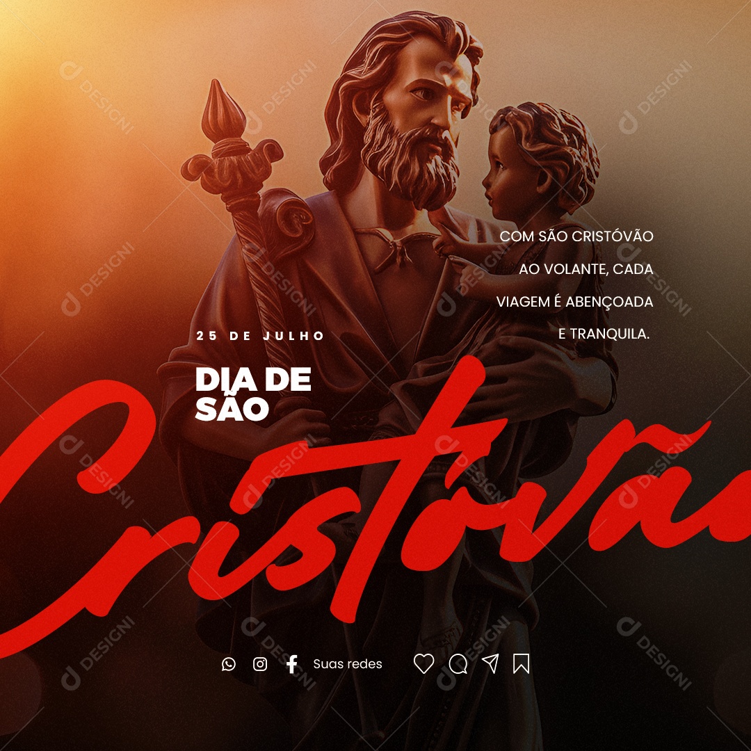 Dia de São Cristóvão Ao Volante Cada Viagem é Abençoada Social Media PSD Editável