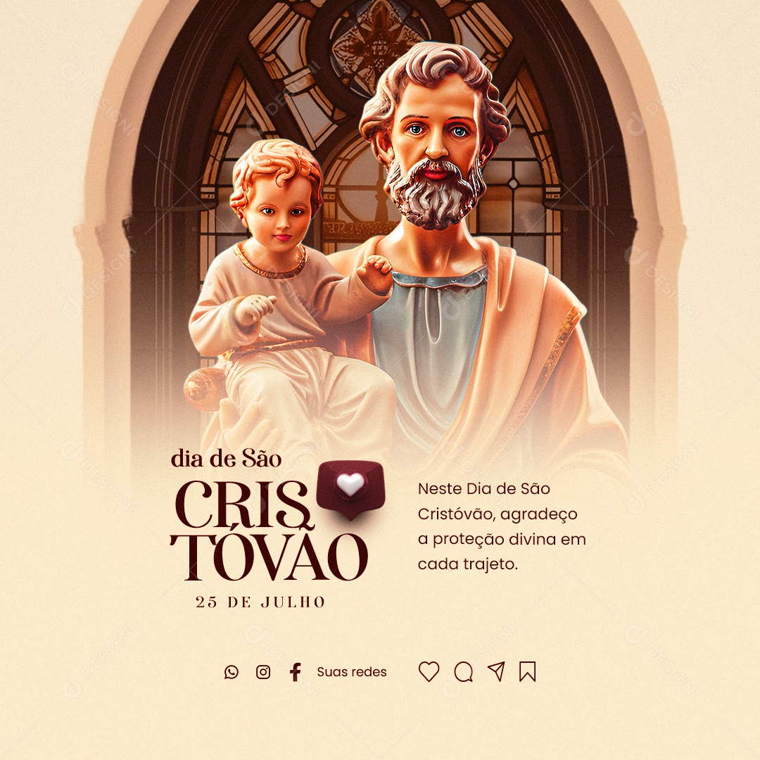 Dia de São Cristóvão 25 De Julho Agradeço a Proteção Divina Social Media PSD Editável