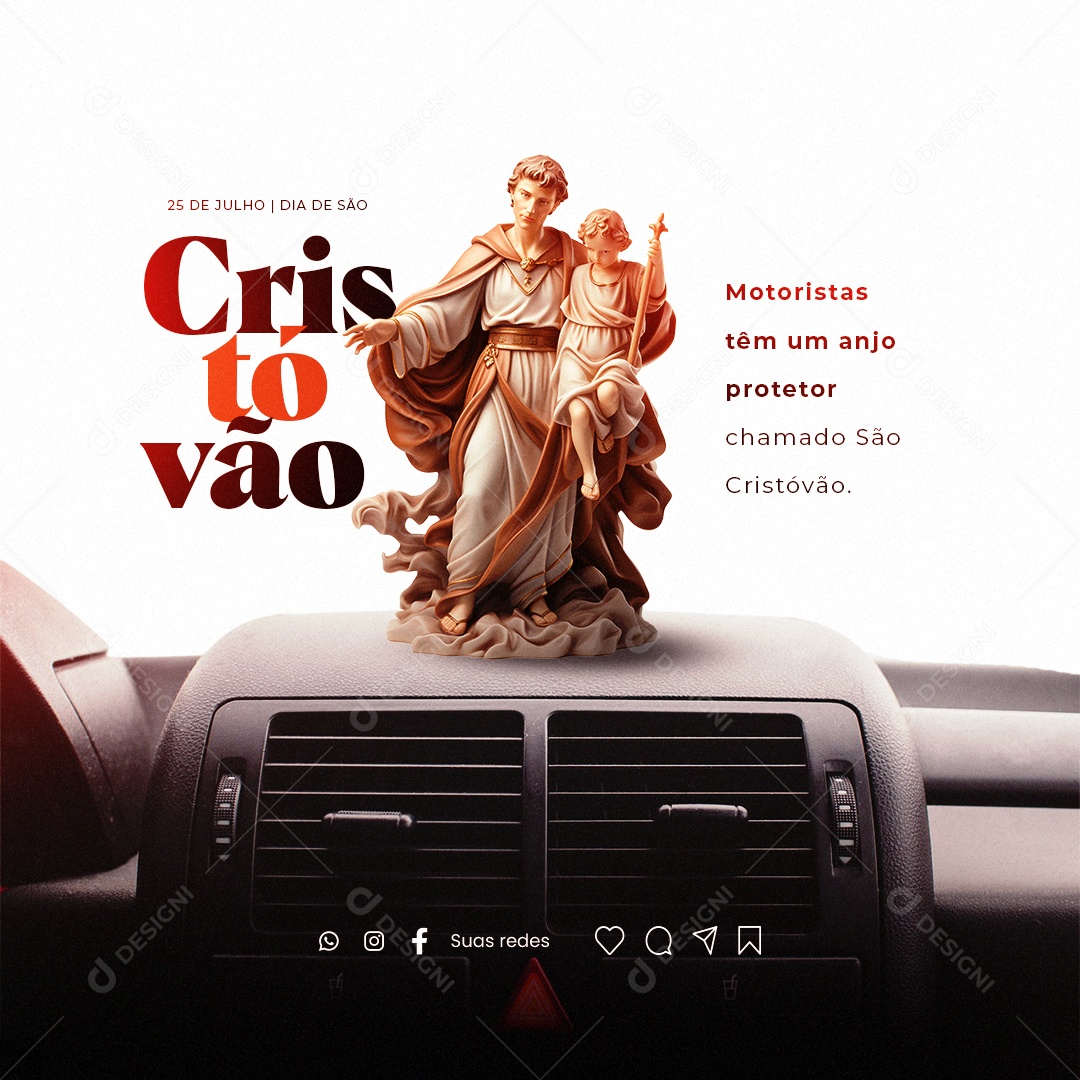 Dia de São Cristóvão Motoristas Têm um Anjo Protetor Social Media PSD Editável