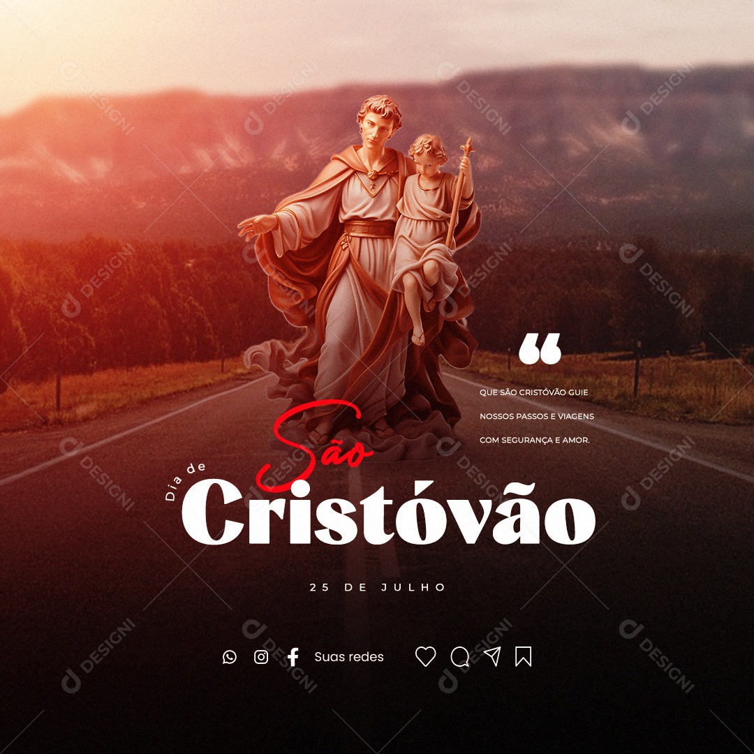 Dia de São Cristóvão Guie Nossos Passos e Viagens Social Media PSD Editável