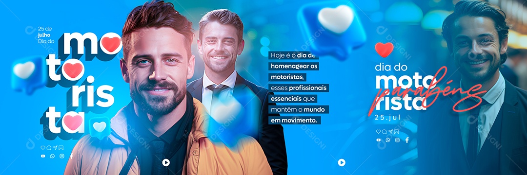 Dia do Motorista Carrossel Parabéns 25 De Julho Social Media PSD Editável