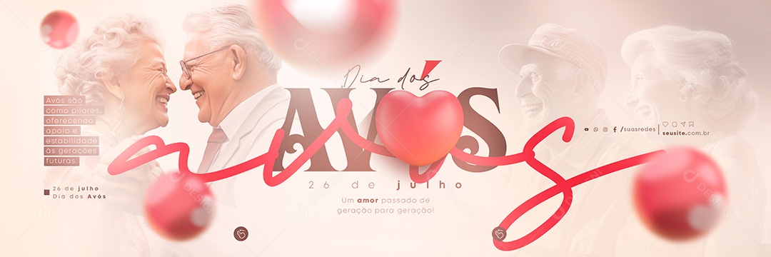 Dia dos Avós Carrossel Um Amor Passado de Geração para Geração Social Media PSD Editável