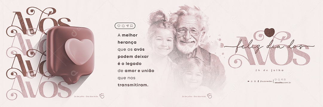 Dia dos Avós A Melhor Herança Que s Avós Podem Deixar Carrossel Social Media PSD Editável