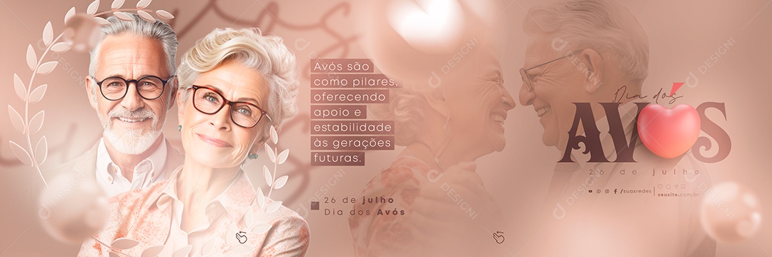 Dia dos Avós São Como Pilares Oferecendo Apoio Carrossel Social Media PSD Editável