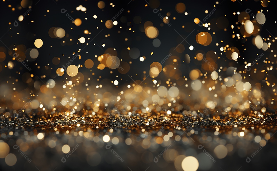 Fundo de luzes e pontos de ouro
