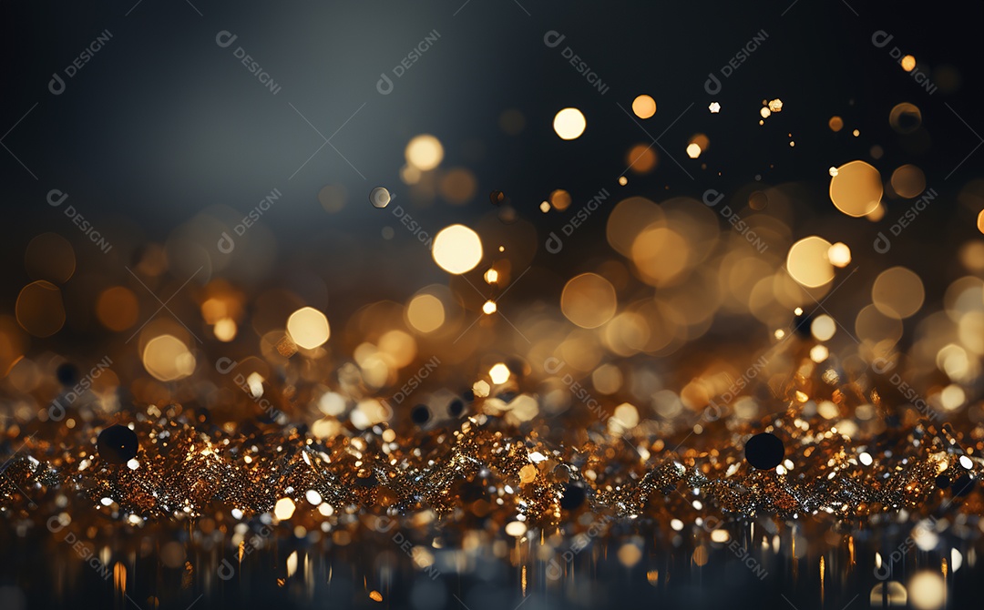 Fundo de luzes e pontos de ouro