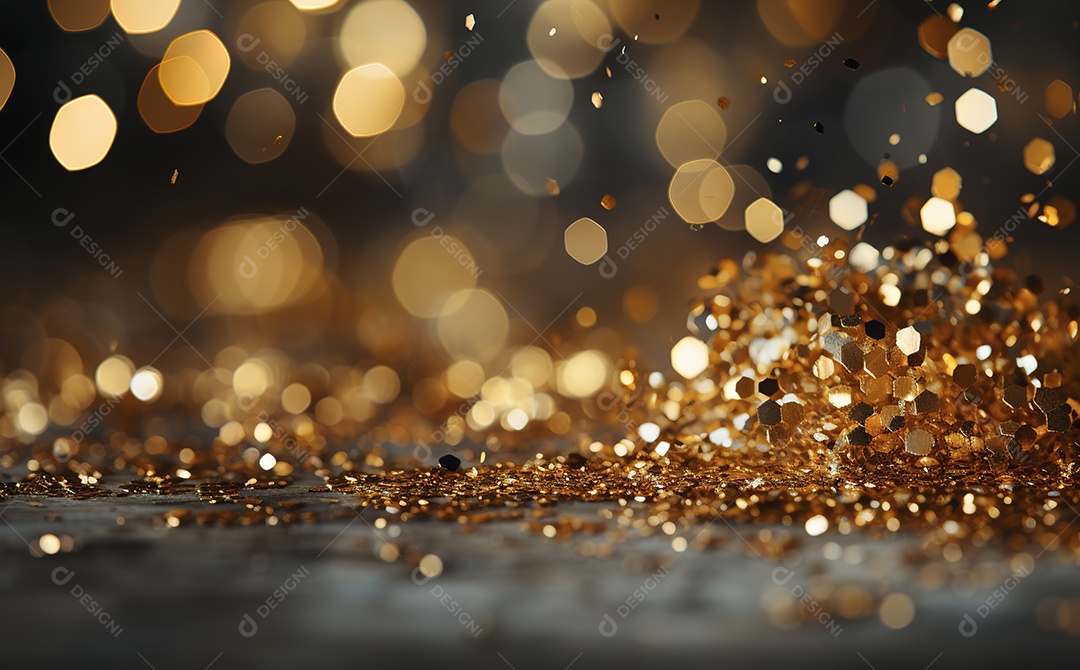 Fundo de luzes e pontos de ouro