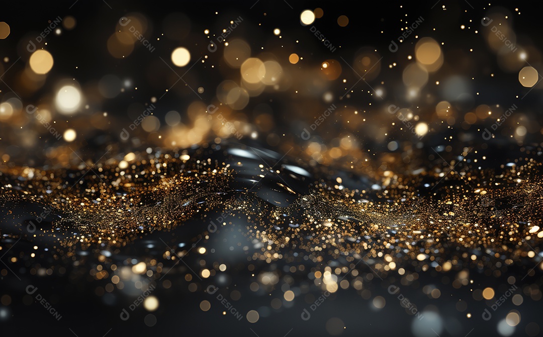 Fundo de luzes e pontos de ouro