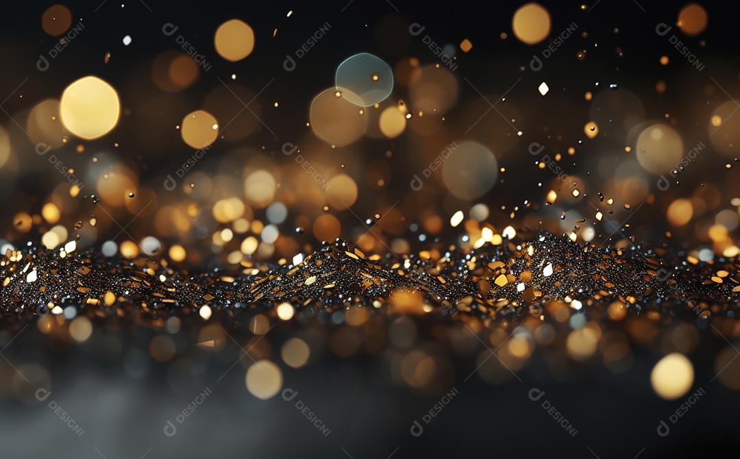 Background de luzes e pontos de ouro