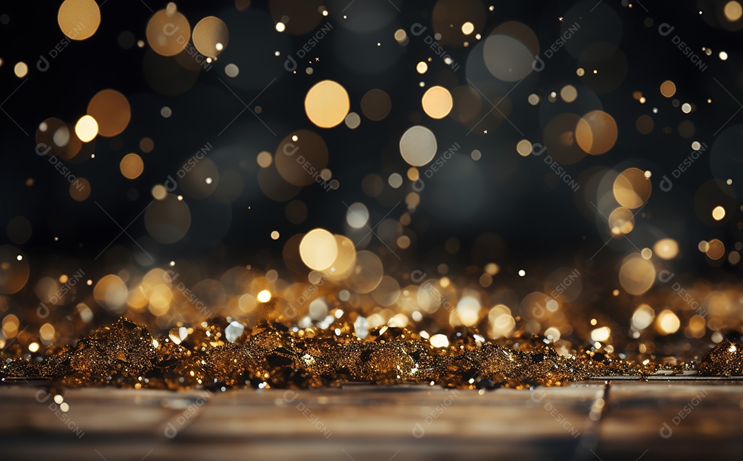 Background de luzes e pontos de ouro