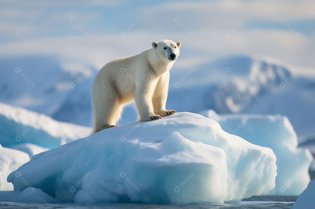 Urso polar no iceberg em seu habitat natural no círculo ártico